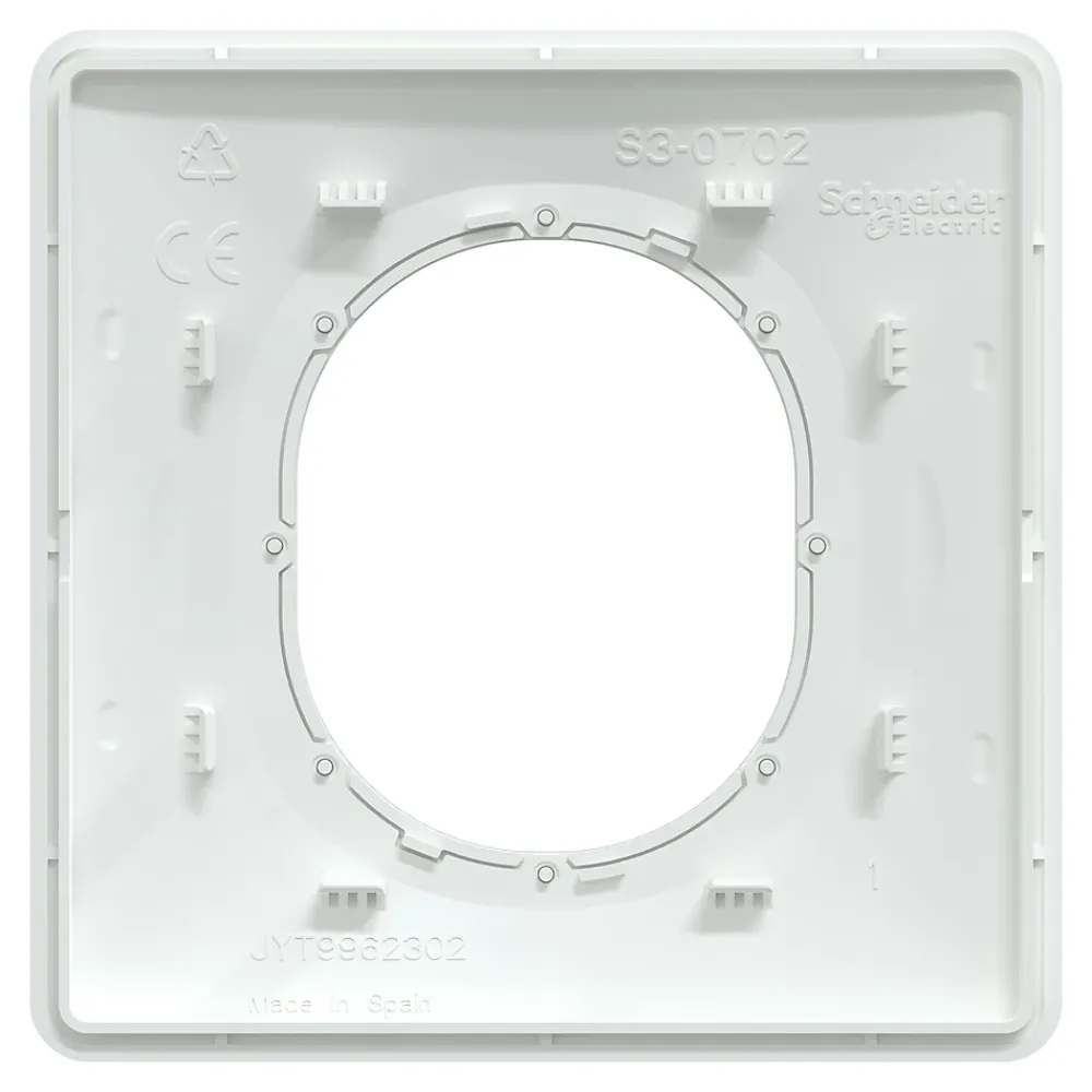 Schneider Electric Plaque De Finition Pour Interrupteur Et Prise À Composer-Plaque de finition 1 poste Ovalis S320702D coloris blanc avec liseré laiton l.87 x P.10 x H.87 mm