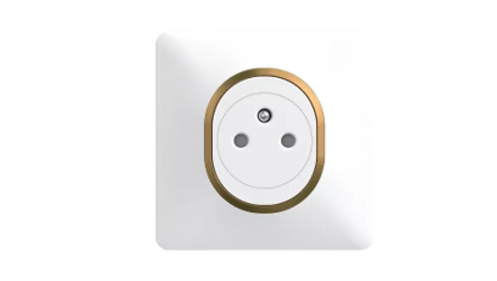 Schneider Electric Plaque De Finition Pour Interrupteur Et Prise À Composer-Plaque de finition 1 poste Ovalis S320702D coloris blanc avec liseré laiton l.87 x P.10 x H.87 mm