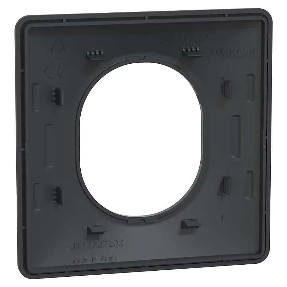 Schneider Electric Plaque De Finition Pour Interrupteur Et Prise À Composer-Plaque de finition 1 poste Ovalis S340702 coloris anthracite l.87 x P.10 x H.87 mm