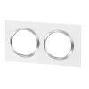 Legrand Plaque de finition 2 postes Dooxie 6 008 42 coloris blanc mat avec bague effet chrome l.158 x P.10 x H.87 mm