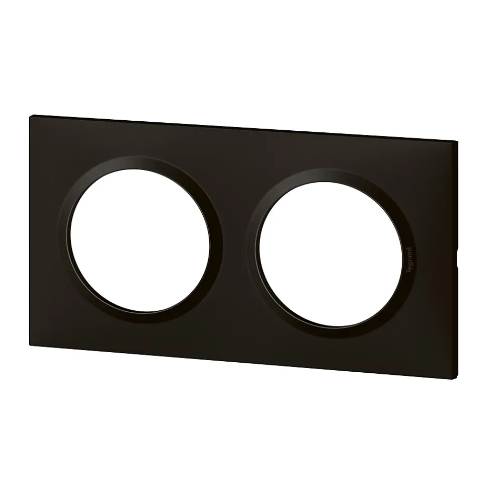 Legrand Plaque De Finition Pour Interrupteur Et Prise À Composer-Plaque de finition 2 postes Dooxie 6 008 62 coloris noir velours l.158 x P.10 x H.87 mm