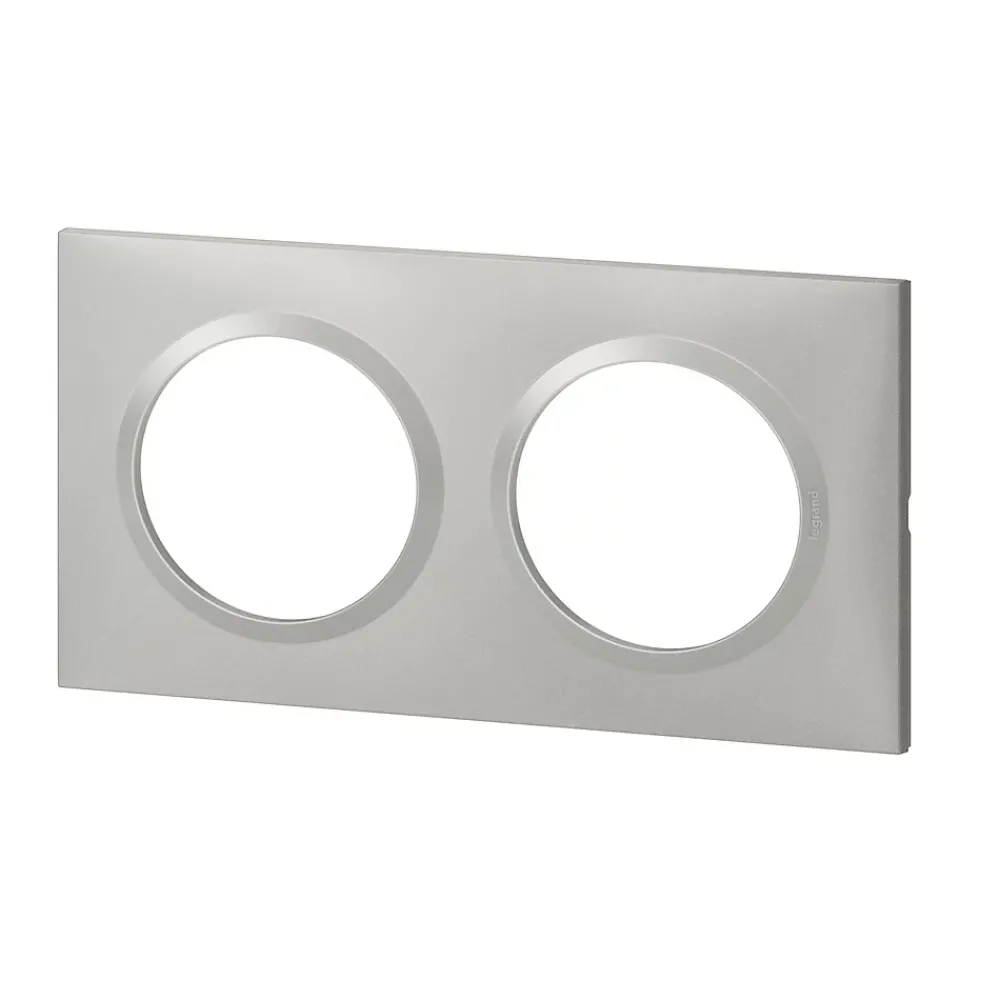 Legrand Plaque De Finition Pour Interrupteur Et Prise À Composer-Plaque de finition 2 postes Dooxie 6 008 52 coloris aluminium l.158 x P.10 x H.87 mm