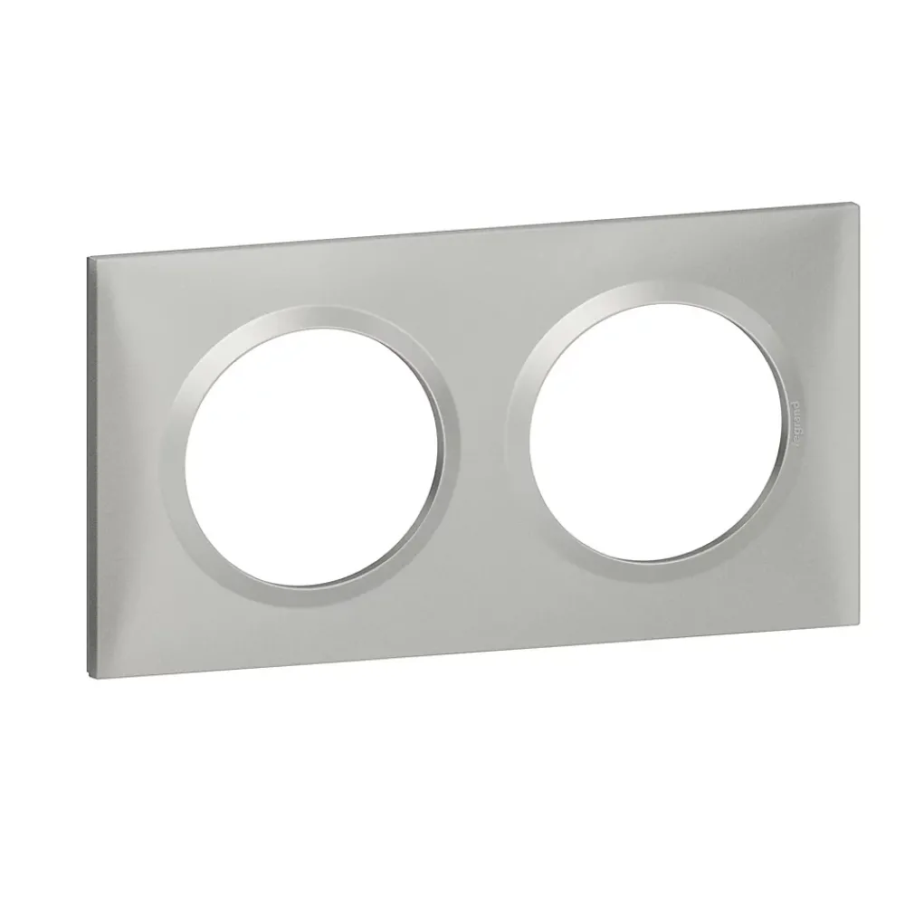 Legrand Plaque De Finition Pour Interrupteur Et Prise À Composer-Plaque de finition 2 postes Dooxie 6 008 52 coloris aluminium l.158 x P.10 x H.87 mm