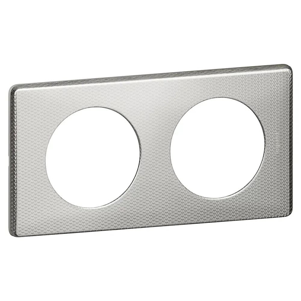 Legrand Plaque De Finition Pour Interrupteur Et Prise À Composer-Plaque de finition 2 postes Céliane 0 988 72 coloris alu snake l.161 x P.8,5 x H.82 mm
