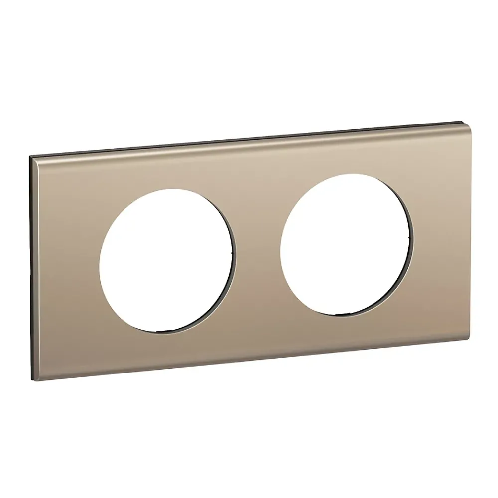 Legrand Plaque de finition 2 postes Céliane CP2102 coloris nickel satiné l.172 x P.9 x H.83 mm