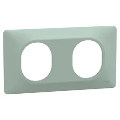 Schneider Electric Plaque de finition 2 postes Ovalis S320704A coloris sauge l.158 x P.10 x H.87 mm