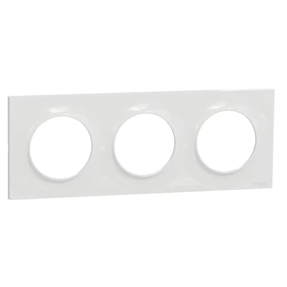 Schneider Electric Plaque de finition 3 postes Odace Styl S520706 coloris blanc l.227 x P.10 x H.85 mm