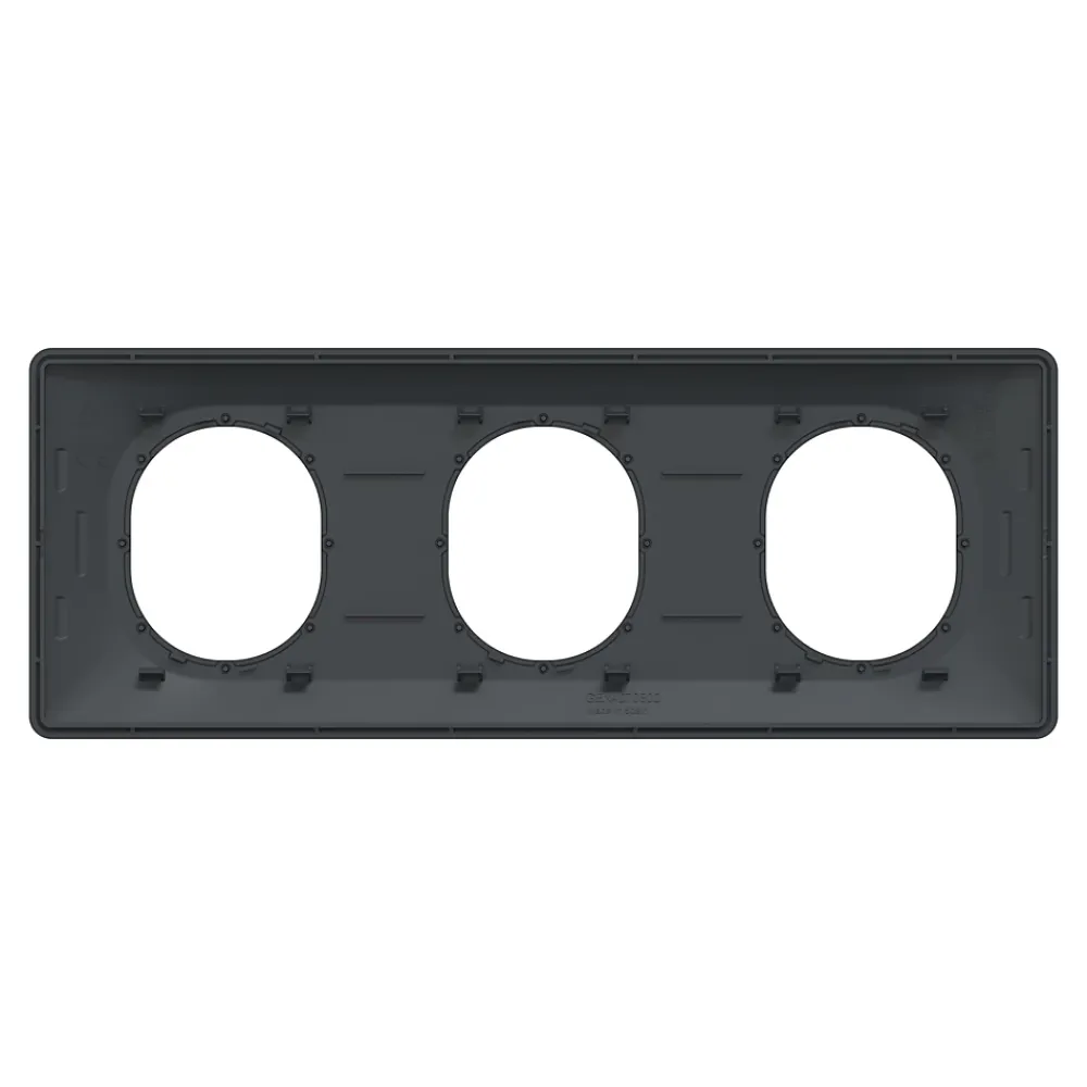 Schneider Electric Plaque De Finition Pour Interrupteur Et Prise À Composer-Plaque de finition 3 postes Ovalis S340706E coloris anthracite avec liseré laiton l.229 x P.10 x H.87 mm