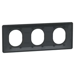 Schneider Electric Plaque De Finition Pour Interrupteur Et Prise À Composer-Plaque de finition 3 postes Ovalis S340706E coloris anthracite avec liseré laiton l.229 x P.10 x H.87 mm