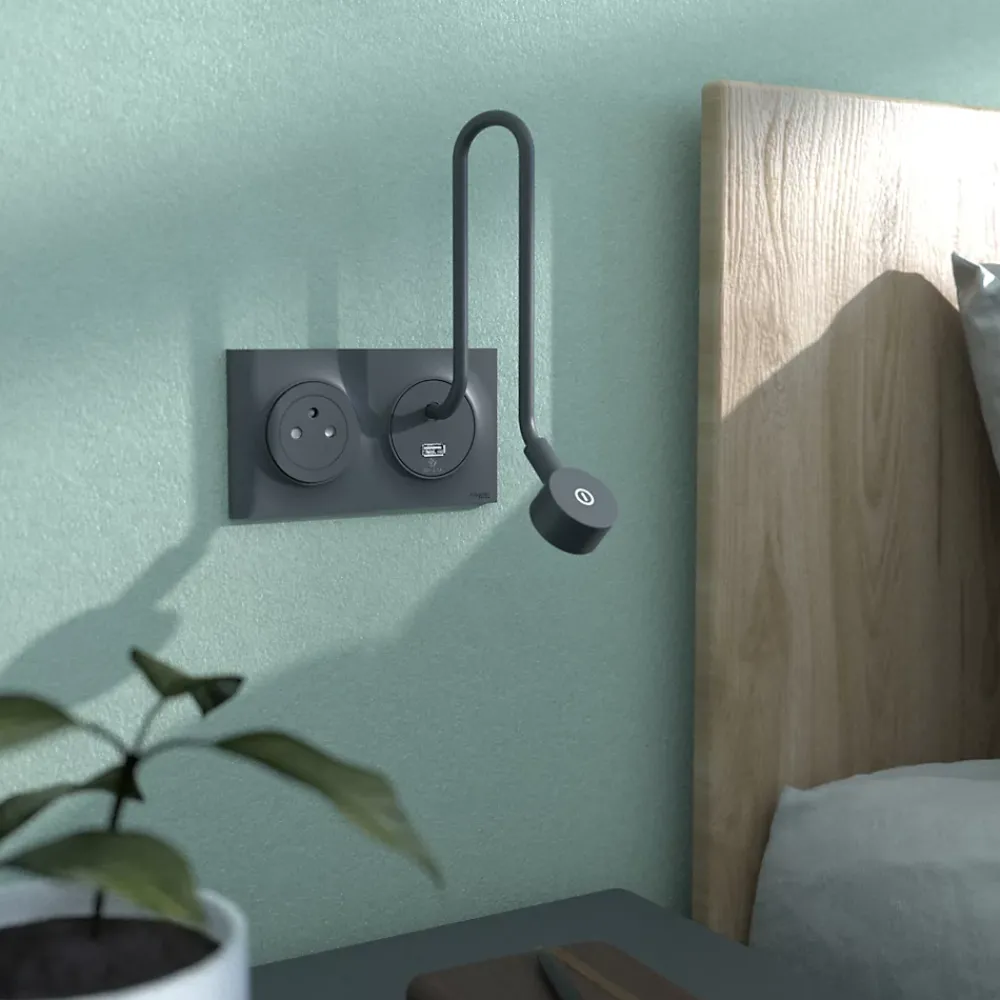 Schneider Electric Plaque de finition 2 postes Odace Styl S54C704 coloris anthracite avec liseré anthracite l.156 x P.10 x H.85 mm