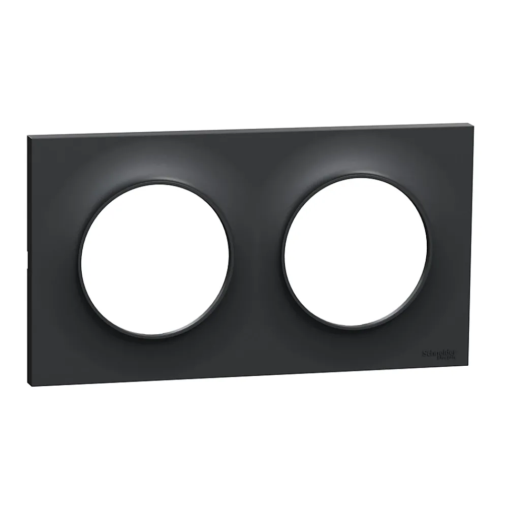 Schneider Electric Plaque de finition 2 postes Odace Styl S54C704 coloris anthracite avec liseré anthracite l.156 x P.10 x H.85 mm