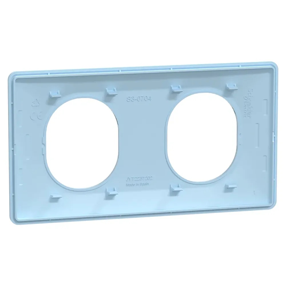 Schneider Electric Plaque de finition 2 postes Ovalis S320704C coloris bleu azurin l.158 x P.10 x H.87 mm