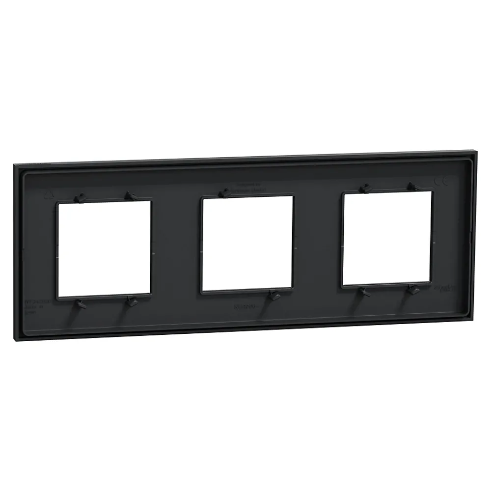 Schneider Electric Plaque de finition 3 postes Unica Déco Essentielle NU600654 coloris anthracite l.230,6 x P.10,25 x H.85 mm