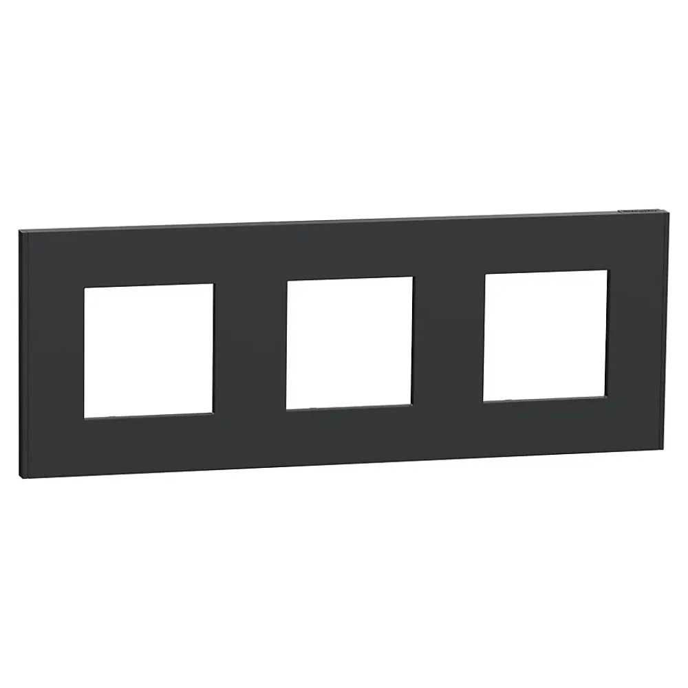 Schneider Electric Plaque de finition 3 postes Unica Déco Essentielle NU600654 coloris anthracite l.230,6 x P.10,25 x H.85 mm