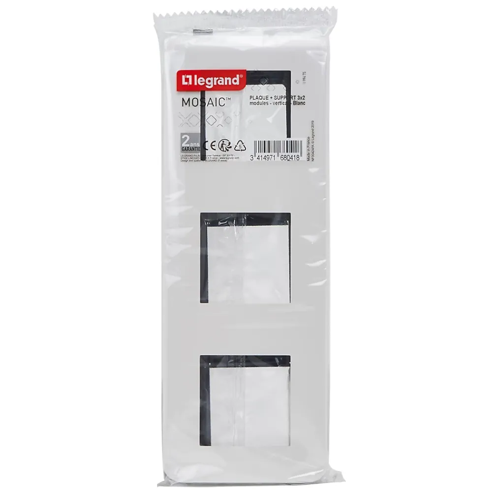 Legrand Plaque de finition 3x2 modules Mosaïc 0 994 75 coloris blanc l.224 x P.9 x H.82 mm