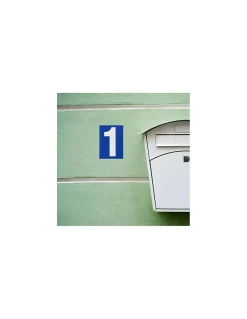 Thirard Chiffre Et Lettre Pour Maison-Plaque de signalisation 1, marquage blanc sur fond bleu, panneau PVC adhésif, 65x90mm -