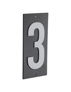 Thirard Chiffre Et Lettre Pour Maison-Plaque de signalisation 3, marquage blanc sur fond noir, panneau ABS à visser, 56x120mm -