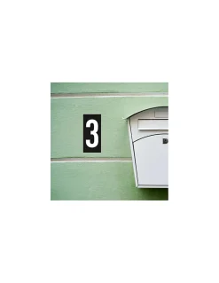 Thirard Chiffre Et Lettre Pour Maison-Plaque de signalisation 3, marquage blanc sur fond noir, panneau ABS à visser, 56x120mm -