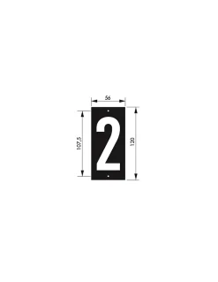 Thirard Plaque de signalisation 2, marquage blanc sur fond noir, panneau ABS à visser, 56x120mm -
