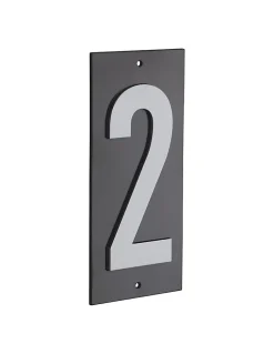 Thirard Plaque de signalisation 2, marquage blanc sur fond noir, panneau ABS à visser, 56x120mm -