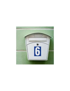 Thirard Plaque de signalisation 6, marquage blanc sur fond bleu, panneau PVC adhésif, 65x90mm -