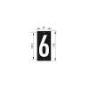 Thirard Plaque de signalisation 6, marquage blanc sur fond noir, panneau ABS à visser, 56x120mm -