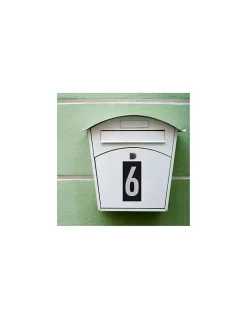 Thirard Plaque de signalisation 6, marquage blanc sur fond noir, panneau ABS à visser, 56x120mm -