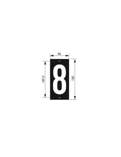 Thirard Plaque de signalisation 8, marquage blanc sur fond noir, panneau ABS à visser, 56x120mm -