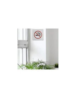 Thirard Plaque de signalisation Non Fumeur , à visser, inox brossé, marquage noir, 100x100mm -