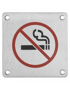 Thirard Plaque de signalisation Non Fumeur , à visser, inox brossé, marquage noir, 100x100mm -