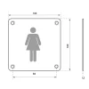 Thirard Plaque de signalisation WC Femme , à visser, inox brossé, marquage noir, 100x100mm -
