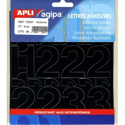 Apli Agipa Pochette de 286 chiffres - en PVC - couleur noir - autocollant - hauteur 4,7 cm - 122041
