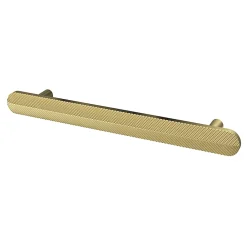 GoodHome Poignée De Meuble-Poignée de meuble arrondi Garlan aluminium effet laiton satin doré l.168mm x l.15mm x H. 27mm entraxe 128mm