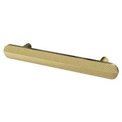 GoodHome Poignée de meuble arrondi Garlan aluminium effet laiton satin doré l.136mm x l.15mm x H. 27mm entraxe 96mm