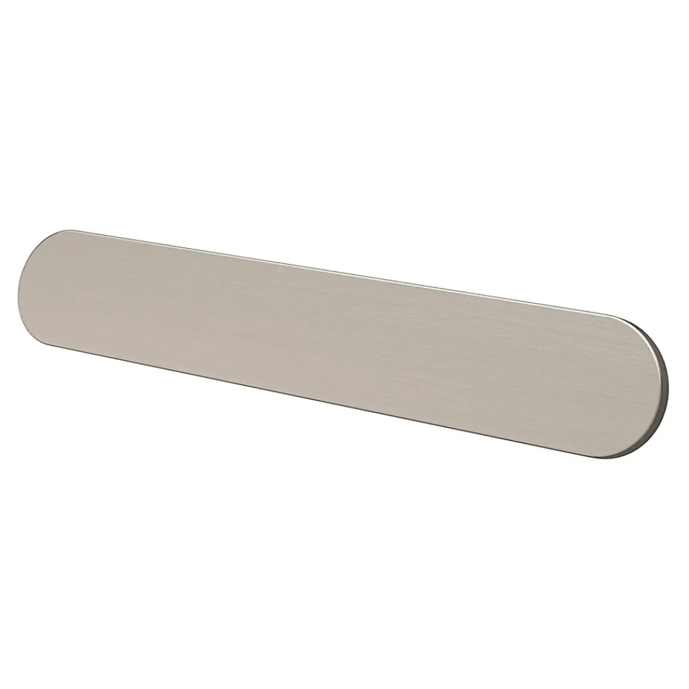 GoodHome Poignée De Meuble-Poignée de meuble arrondi Minzh aluminium effet nickel satin gris l.153mm x l.25mm x H. 16mm entraxe 128mm