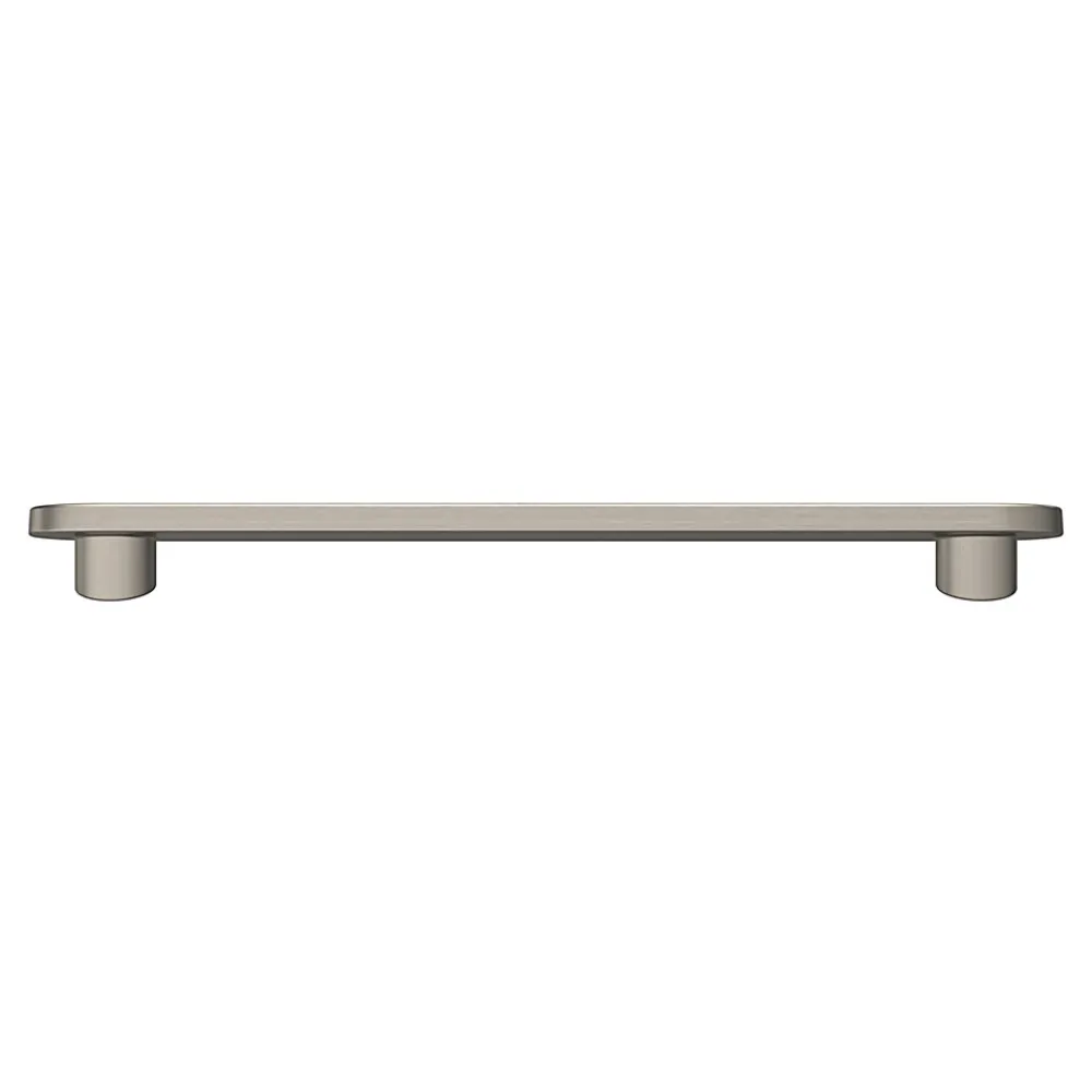 GoodHome Poignée De Meuble-Poignée de meuble arrondi Minzh aluminium effet nickel satin gris l.153mm x l.25mm x H. 16mm entraxe 128mm