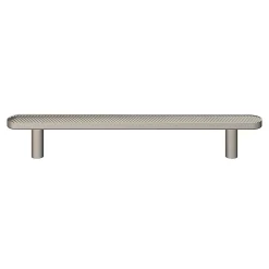 GoodHome Poignée de meuble arrondi Garlan aluminium effet nickel satin gris l.168mm x l.15mm x H. 27mm entraxe 128mm