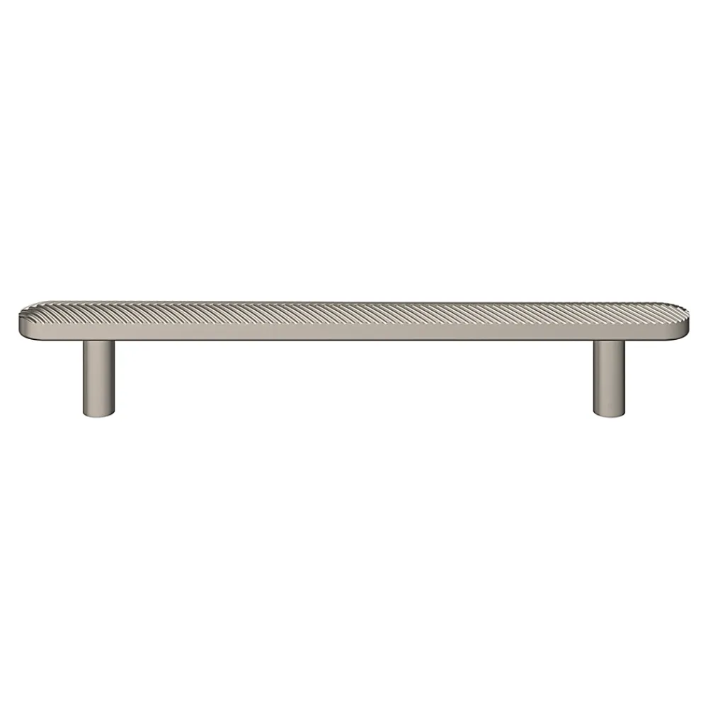 GoodHome Poignée de meuble arrondi Garlan aluminium effet nickel satin gris l.168mm x l.15mm x H. 27mm entraxe 128mm