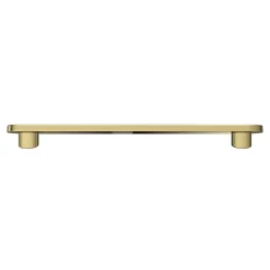 GoodHome Poignée de meuble arrondi Minzh aluminium effet laiton satin doré l.153mm x l.25mm x H. 16mm entraxe 128mm