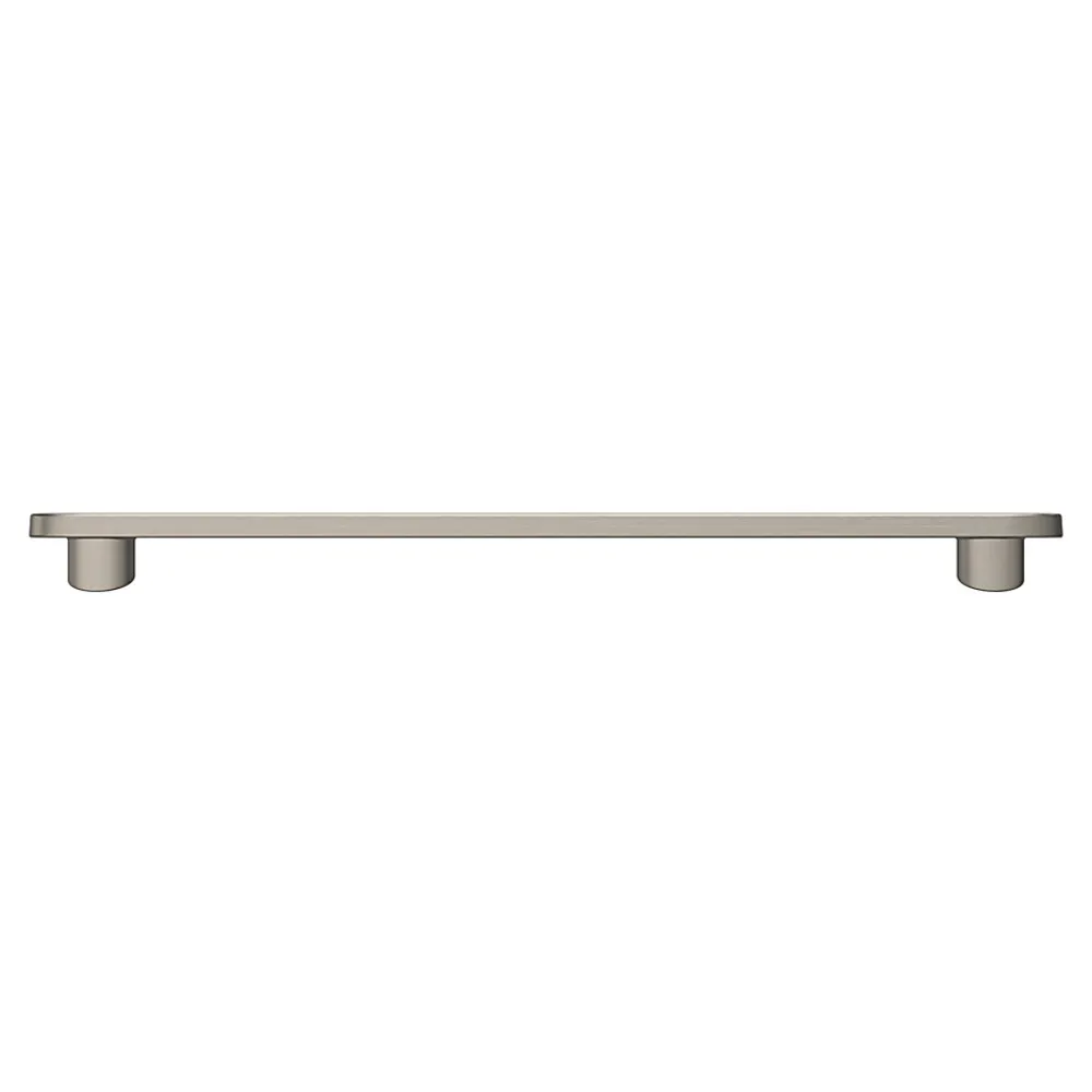 GoodHome Poignée de meuble arrondi Minzh aluminium effet nickel satin gris l.185mm x l.25mm x H. 16mm entraxe 160mm