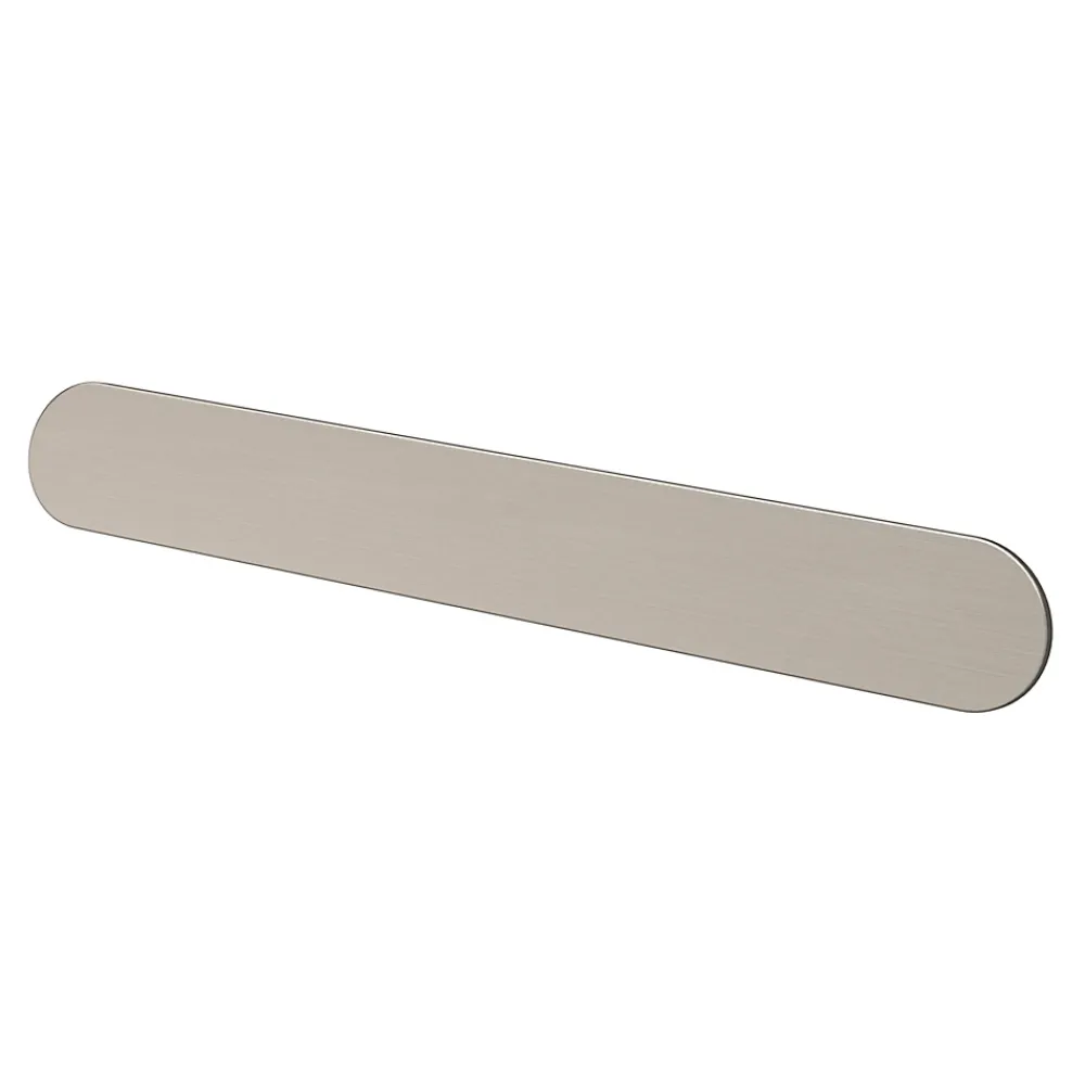 GoodHome Poignée de meuble arrondi Minzh aluminium effet nickel satin gris l.185mm x l.25mm x H. 16mm entraxe 160mm