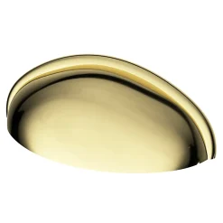 GoodHome Poignée de meuble demi-ronde Armel effet laiton doré l.79mm x l.28mm x H. 26mm entraxe 64mm