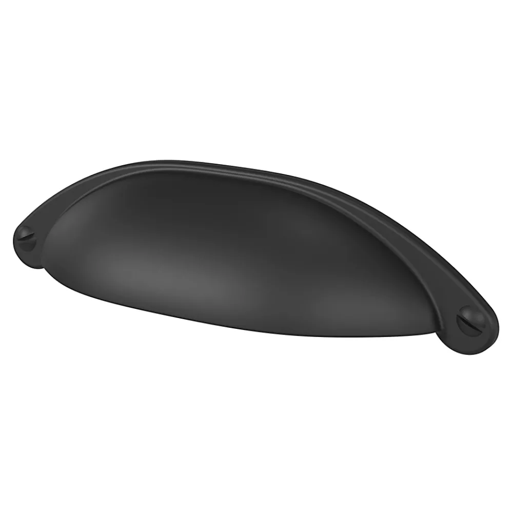 GoodHome Poignée de meuble demi-ronde Kilhog mat noir l.120mm x l.30mm x H. 25mm entraxe 80mm