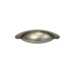 Poignée de meuble demi-ronde Rohan effet laiton antique satin doré l.120mm x l.30mm x H. 25mm entraxe 80mm