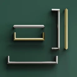 GoodHome Poignée De Meuble-Poignée de meuble Droit Keri effet nickel satin gris l.106mm x l.11mm x H. 27mm entraxe 96mm