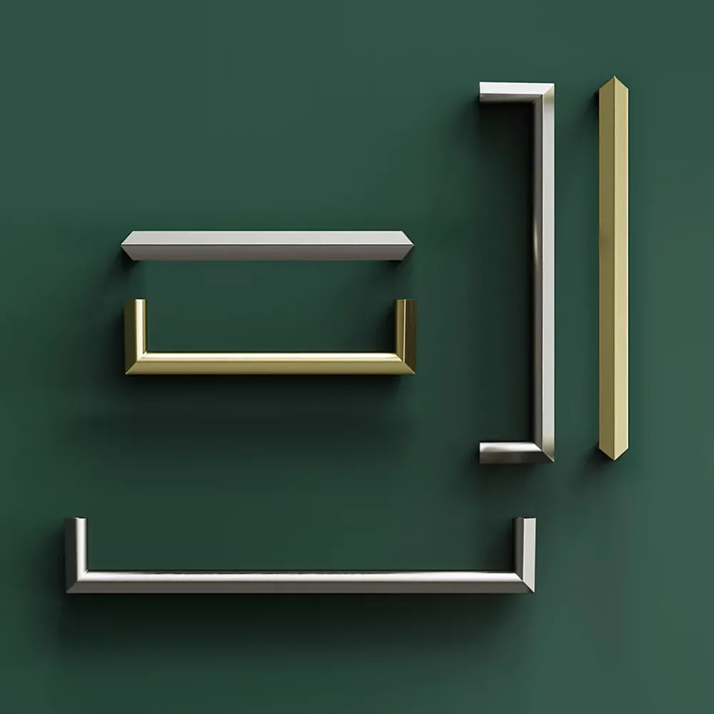 GoodHome Poignée De Meuble-Poignée de meuble Droit Keri effet nickel satin gris l.106mm x l.11mm x H. 27mm entraxe 96mm