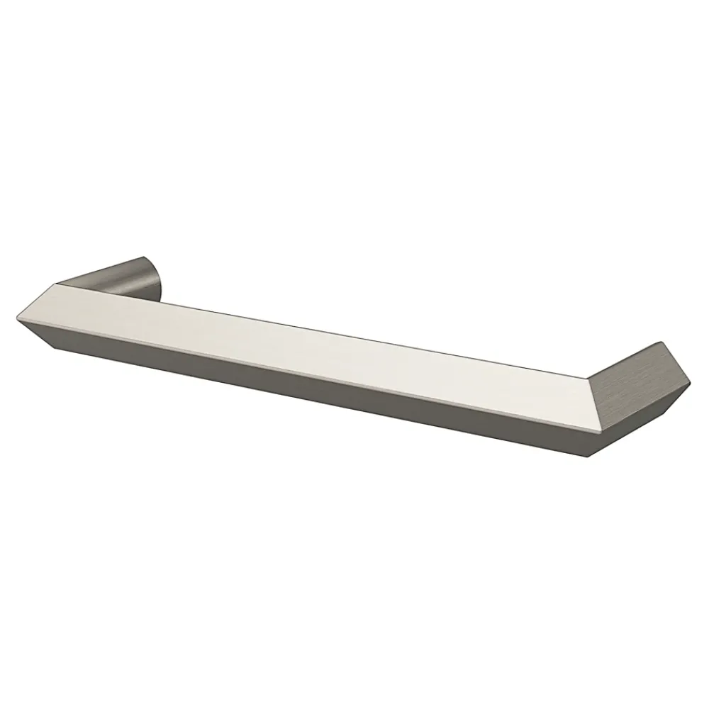 GoodHome Poignée De Meuble-Poignée de meuble Droit Keri effet nickel satin gris l.106mm x l.11mm x H. 27mm entraxe 96mm