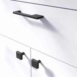 GoodHome Poignée de meuble Droit Skej aluminium mat noir l.126mm x l.7mm x H. 30mm entraxe 96mm