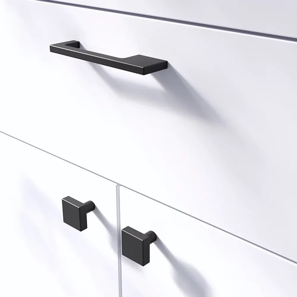 GoodHome Poignée de meuble Droit Skej aluminium mat noir l.126mm x l.7mm x H. 30mm entraxe 96mm