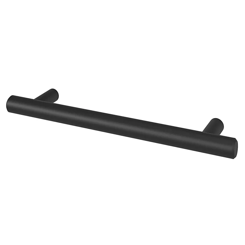 GoodHome Poignée De Meuble-Poignée de meuble en T Dizel acier mat noir l.168mm x l.12mm x H. 35mm entraxe 128mm